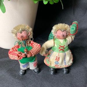 Vintage 1960’s set of 2 Original Peter Figuren Macky Hedgehog figures
